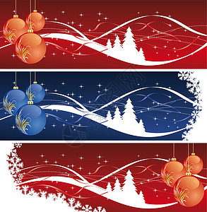 圣诞节装饰横幅 寒冷的 雪花 曲线 红色的 插图 剪贴画背景图片