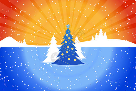 圣诞节风景 蓝色的 冬天 松树 闪亮的 庆典背景图片