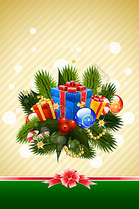 圣诞卡模板 假期 插图 球 糖果 糖果手杖 圣诞贺卡 枞树背景图片