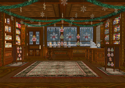 圣诞店 快活的 老式的 钱箱 糖果 店铺 温暖的 假期 喜庆的背景图片