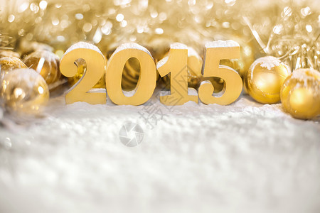 新2015年 老的 黄色的 数字 有创造力的 十二月 球背景图片