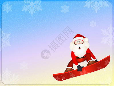 圣诞老人滑雪运动员 圣诞节 快乐 跳跃 雪地公园 滑雪者图片