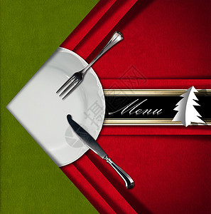 圣诞餐厅菜单 Menu 刀 酒吧 银器 咖啡店背景图片