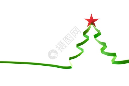 纸质圣诞树 冷杉 白色的 绿色的 星星 庆祝 装饰品 卡片背景图片