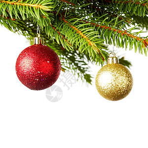 圣诞花边装饰花边上装饰性球 松树 装饰品 庆典 华丽的 假期 云杉背景
