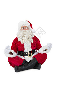 圣诞老人合拍坐在莲花的姿势背景图片