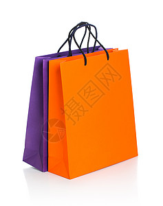 两纸双纸购物袋 白色反射 杂货店 紫色的 假期背景图片