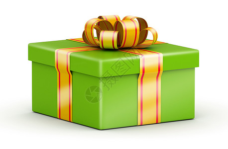 绿色礼品盒 盒子 生日 假期 圣诞节 弓 绿色的 丝带背景图片