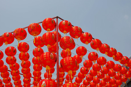 中国红灯笼装饰 龙 文化 喜庆的 店铺 金的 红色的 唐人街图片