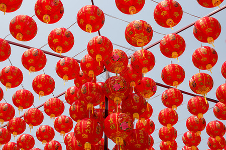 中国红灯笼装饰 文化 假期 传统的 宗教的 繁荣 金的 传统背景图片