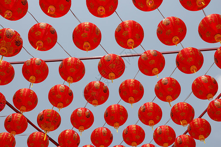 中国红灯笼装饰 繁荣 传统 红色的 农历新年 喜庆 假期图片