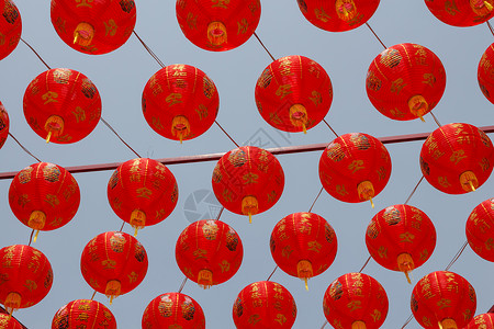 中国红灯笼装饰 文化 镇 中国新年 传统 金子 假期背景图片