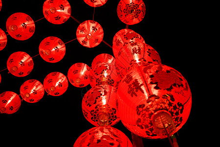 中国红灯笼装饰 农历新年 喜庆 金子 唐人街 中国新年背景图片