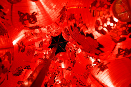 中国红灯笼装饰 节日 喜庆 幸运的 农历新年 繁荣 唐人街背景图片