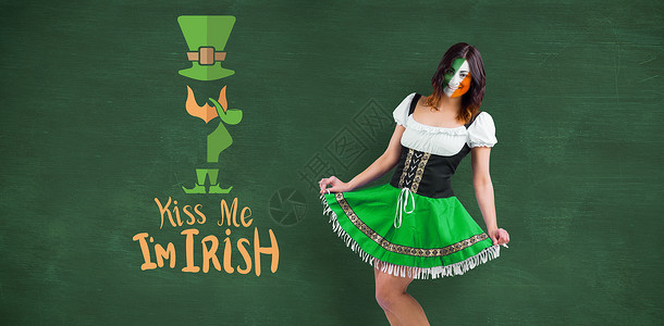 美籍女孩微笑的复合形象 旗帜 庆典 黑板 亲亲我我是爱尔兰人图片