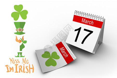 火石的复合图像 爱尔兰 问候语 三叶草 庆典 圣帕特里克背景图片