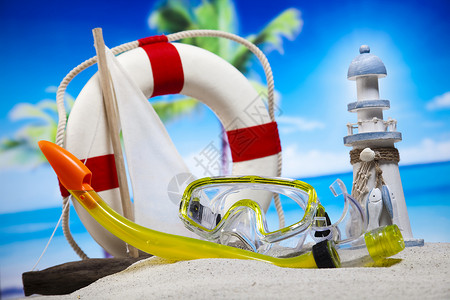 儿童沙滩玩具组别 闲暇 孩子 浮潜 塑料 翻动背景图片