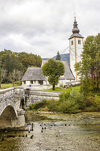 圣约翰浸信会教堂 斯洛文尼亚博欣吉湖 老的高清图片