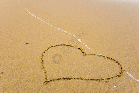 海滩上的心脏形状 浪漫的 假期 自然 旅游 画背景图片