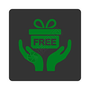 礼物盒图标当前图标 周年纪念日 正方形 盒子 报酬 产品 绿色和灰色图标 手背景