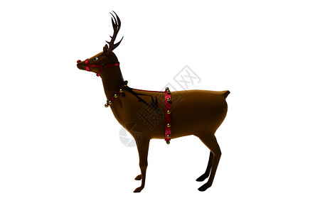具有钟铃的驯鹿数字anta 计算机绘图 喜庆 红色的背景图片
