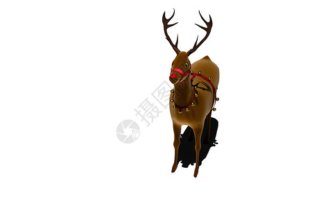 具有钟铃的驯鹿数字anta 红色的 插图 鹿角背景图片