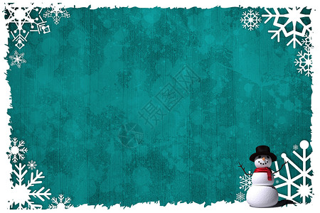 圣诞节的雪片框架 计算机绘图 雪人 喜庆 蓝色的 圣诞节的时候背景图片