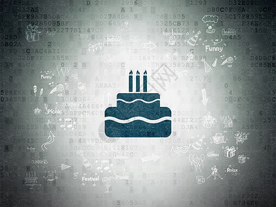 数码纸背景上的娱乐概念蛋糕 周年纪念日 乐趣 快乐的 战略背景图片