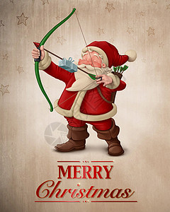 圣诞老人弓箭手贺卡背景图片