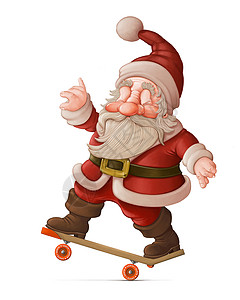 滑板上的圣诞老人 杂技 假期 插图 圣诞节高清图片
