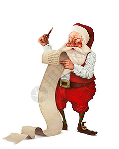 圣诞老人和礼品清单 惊喜 插图 写作清单 冬天 写背景图片