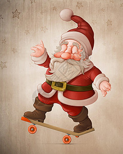 滑板上的圣诞老人 惊喜 十二月 礼物 假期背景图片