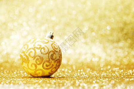 闪光圣诞球 假期 庆典 玩具 闪亮的 装饰风格 卡片 新年 金子背景图片