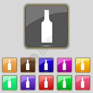 可乐图标瓶状图标符号 设置您网站的11个彩色按钮背景