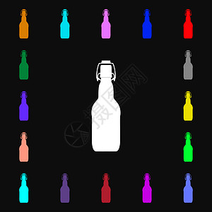 酒图标瓶状图标符号 您的设计有许多多彩的符号背景