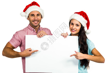 喜庆情侣显示一个标志 海报 时髦的 休闲服装 时尚 圣诞节背景图片