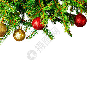花边上装饰性球 闪亮的 传统的 华丽的 松树 庆典 云杉背景图片