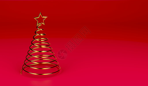 圣诞金树 螺旋 快乐的 红色的 庆典 星星 金子 假期背景图片