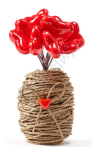 爱心花 情人节 贺卡 红色的 礼物 毛毡 闪亮的 二月背景图片
