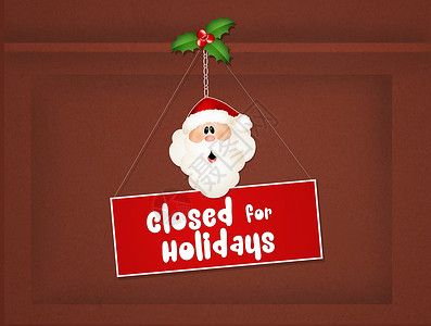 圣诞节假期关闭 商业 工作 插图 门 冬青 庆典背景图片