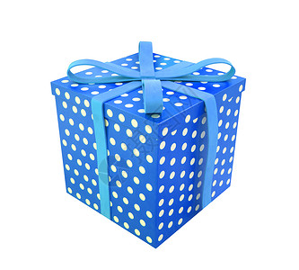 单蓝色礼品盒 白色带丝带 盒子 圣诞节 情人节背景图片