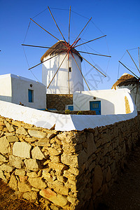米科诺斯希腊语岛 基克拉泽斯 斯岛 建筑学 假期 地中海 旅游背景图片