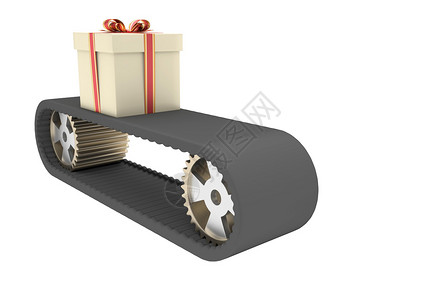 传送带和礼品 黑色的 弓 插图 圣诞节 红色的 工厂背景图片
