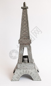 模型埃菲尔铁塔锌白色背景 浪漫的 纪念碑 复古的 欧洲背景图片