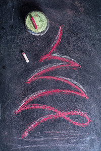 小圣诞树 黑板 庆典 装饰品 程式化 季节背景图片