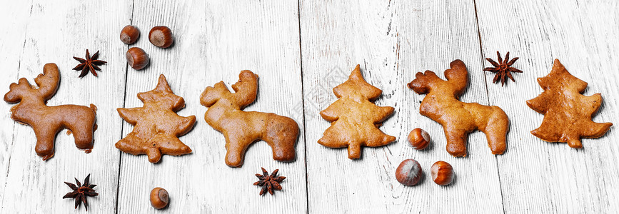 圣诞节自制饼干 甜点 香料 鹿 冬天 香气背景图片