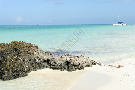 吉列尔莫古巴海滩 水 蓝色的 美丽的 卡约 夏天 摄影背景