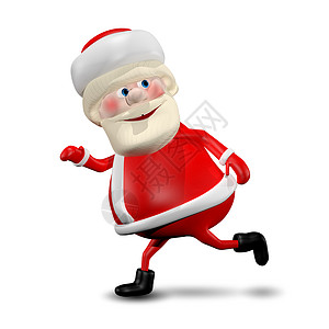 3D 圣诞老人 祖父母 假期 帽 跑步 红色的 冬天背景图片