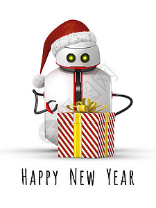 带礼物的圣诞机器人背景图片