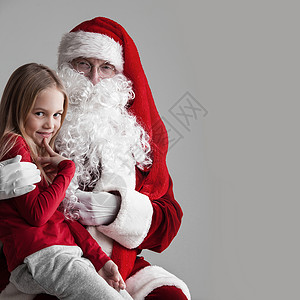 女孩和圣诞老人背景图片